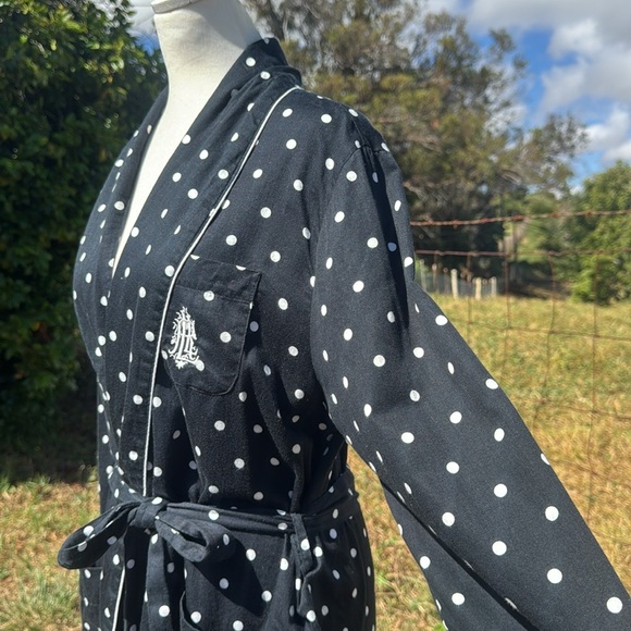 Lauren Ralph Lauren Polka Dot Black White Embroidered logo Cotton Retro Classic - Picture 2 of 6